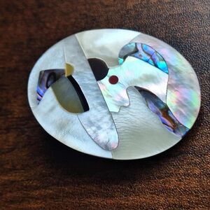 Vintage Mother of Pearl and Abalone Brooch